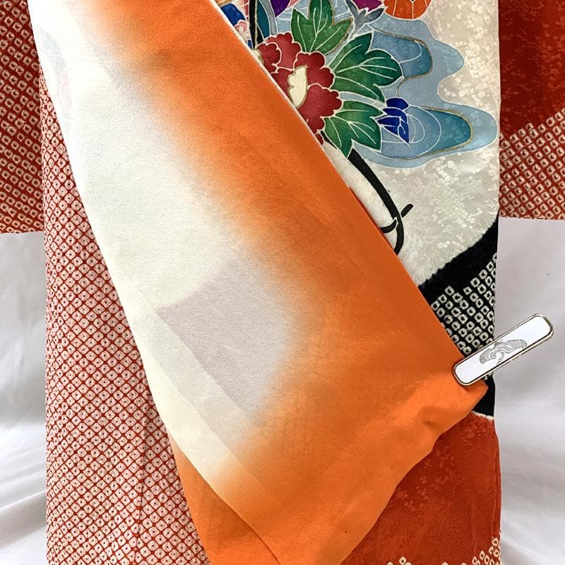 511ag11□七五三 七歳 女児 着物&袋帯 絞染め 御所車 鶴□状態良好