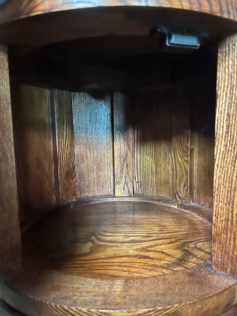 李朝家具 収納付き丸型スツール インテリア サイドテーブル けやき アンティーク