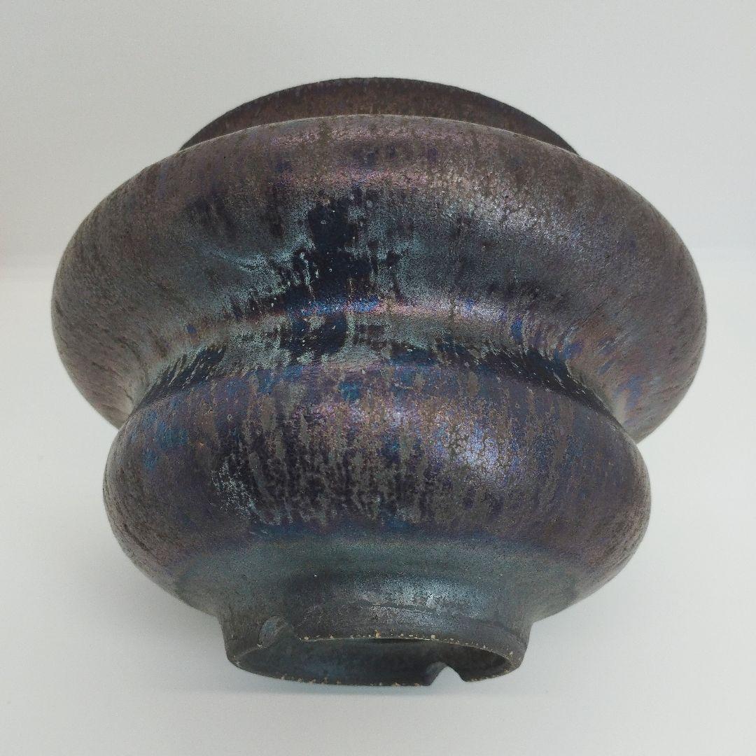 細川政己 植木鉢 大鉢 釉薬 斑模様 新品未使用品