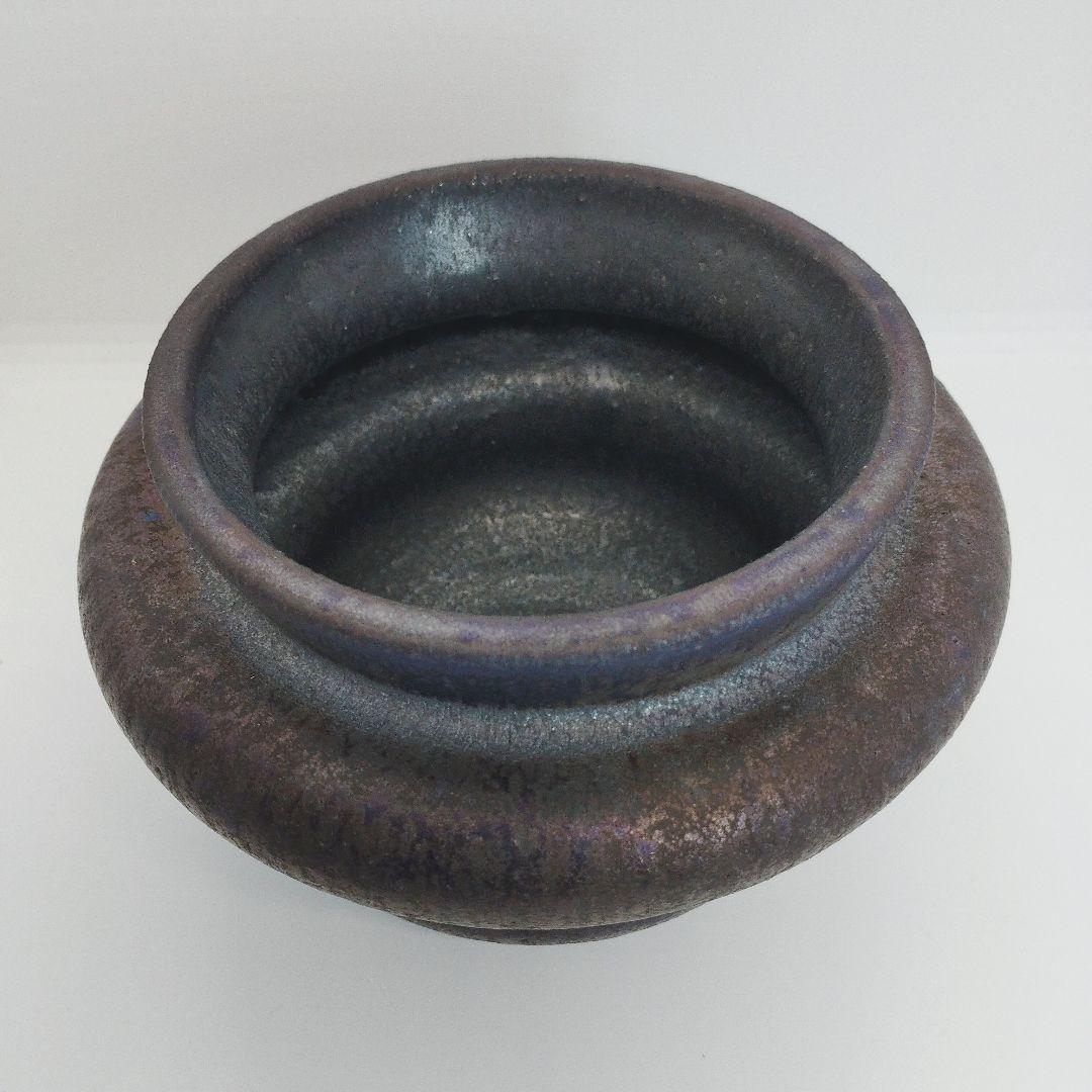 細川政己 植木鉢 大鉢 釉薬 斑模様 新品未使用品