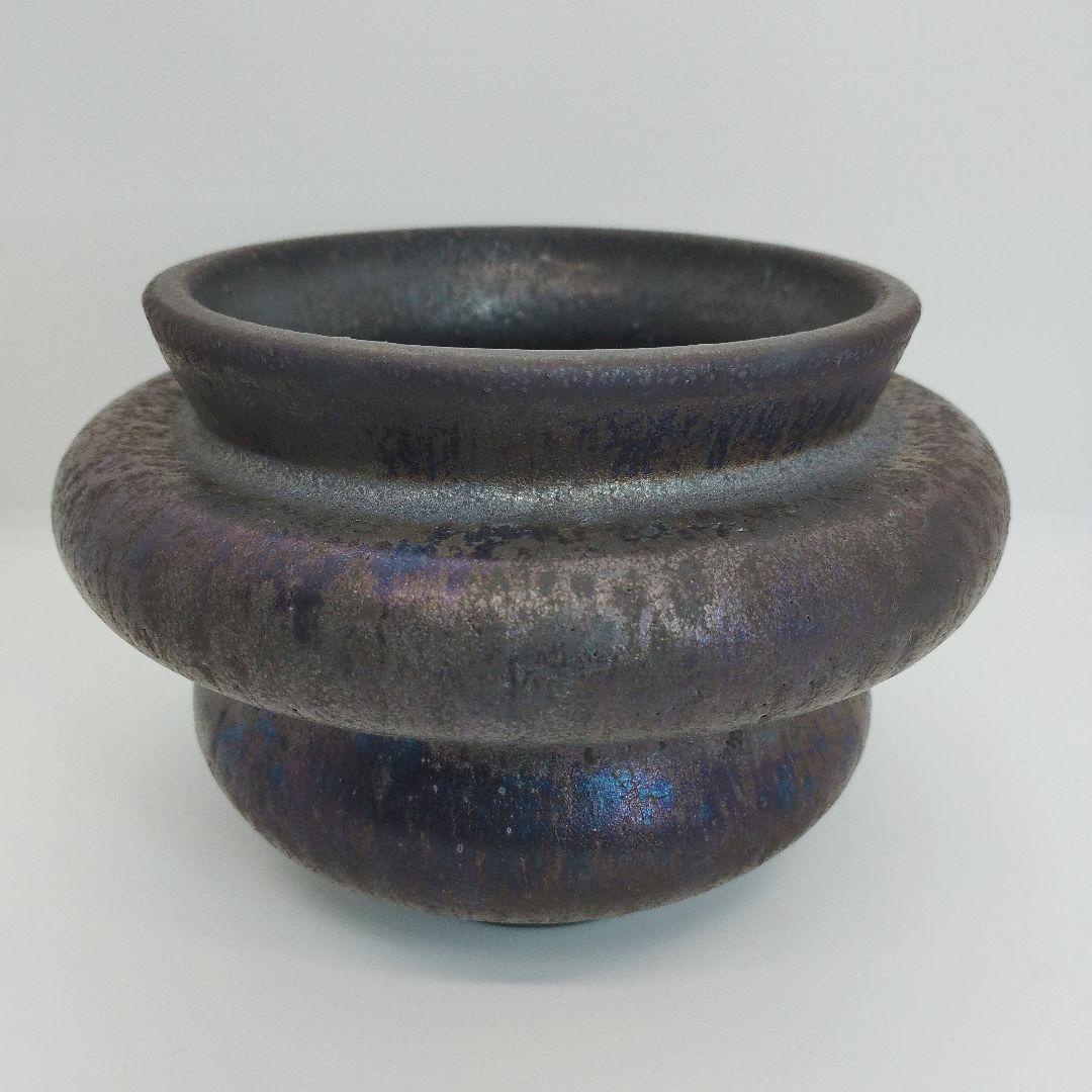 細川政己 植木鉢 大鉢 釉薬 斑模様 新品未使用品
