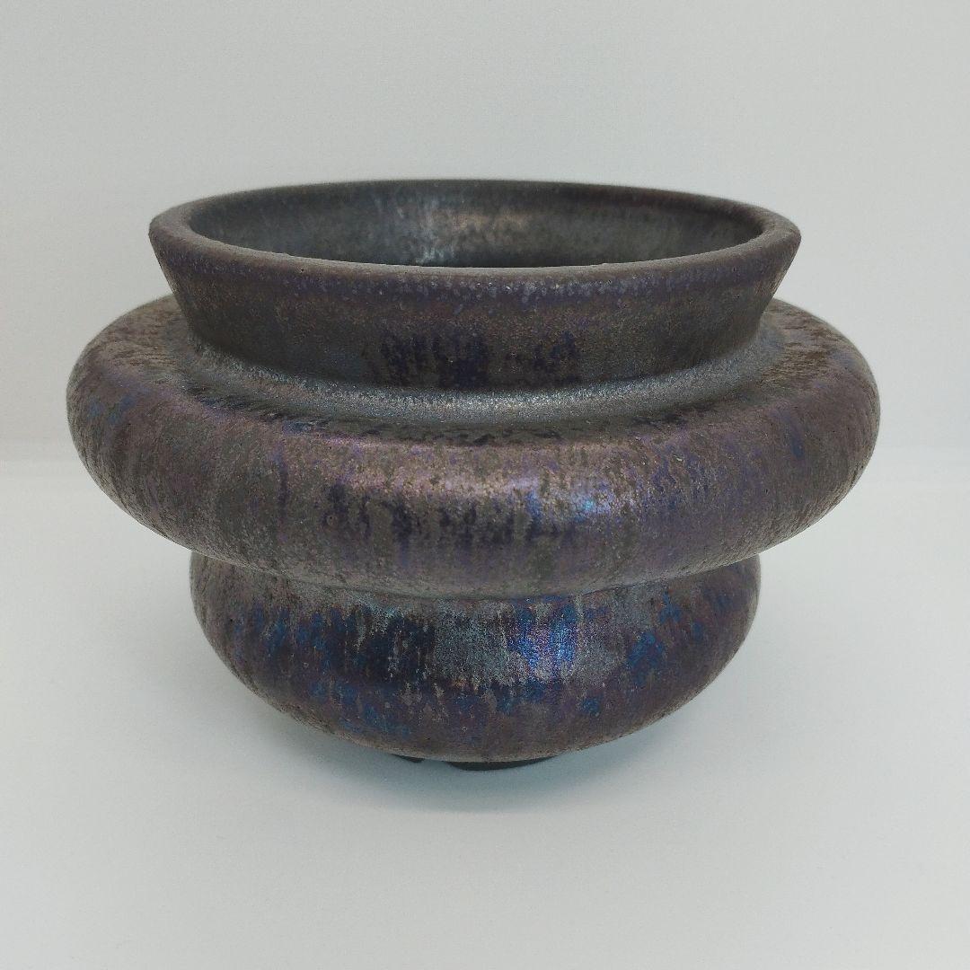 細川政己 植木鉢 大鉢 釉薬 斑模様 新品未使用品