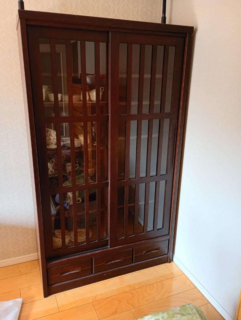 木製食器棚 ダークブラウン 5段