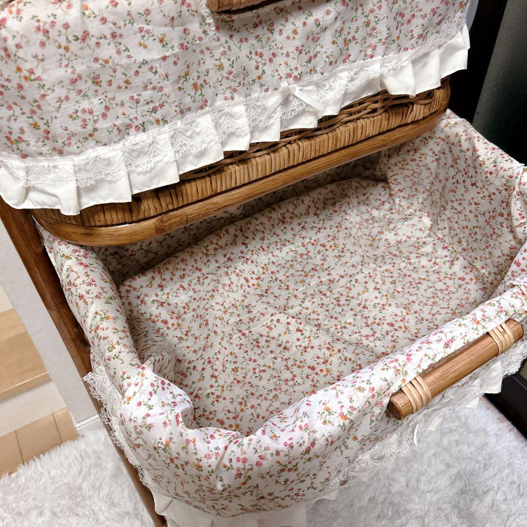 ラタンチェスト 5段 籐家具 ビンテージ キャビネット収納 ラタン キャスター付