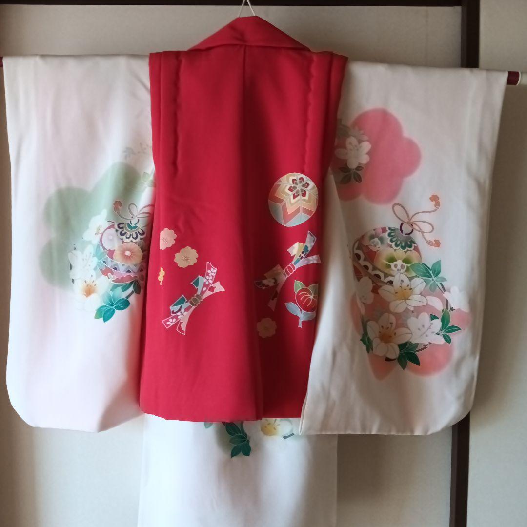 お値下げ⚠️七五三　3歳　友禅　被布コート　着物　長襦袢　クリーニング済美品