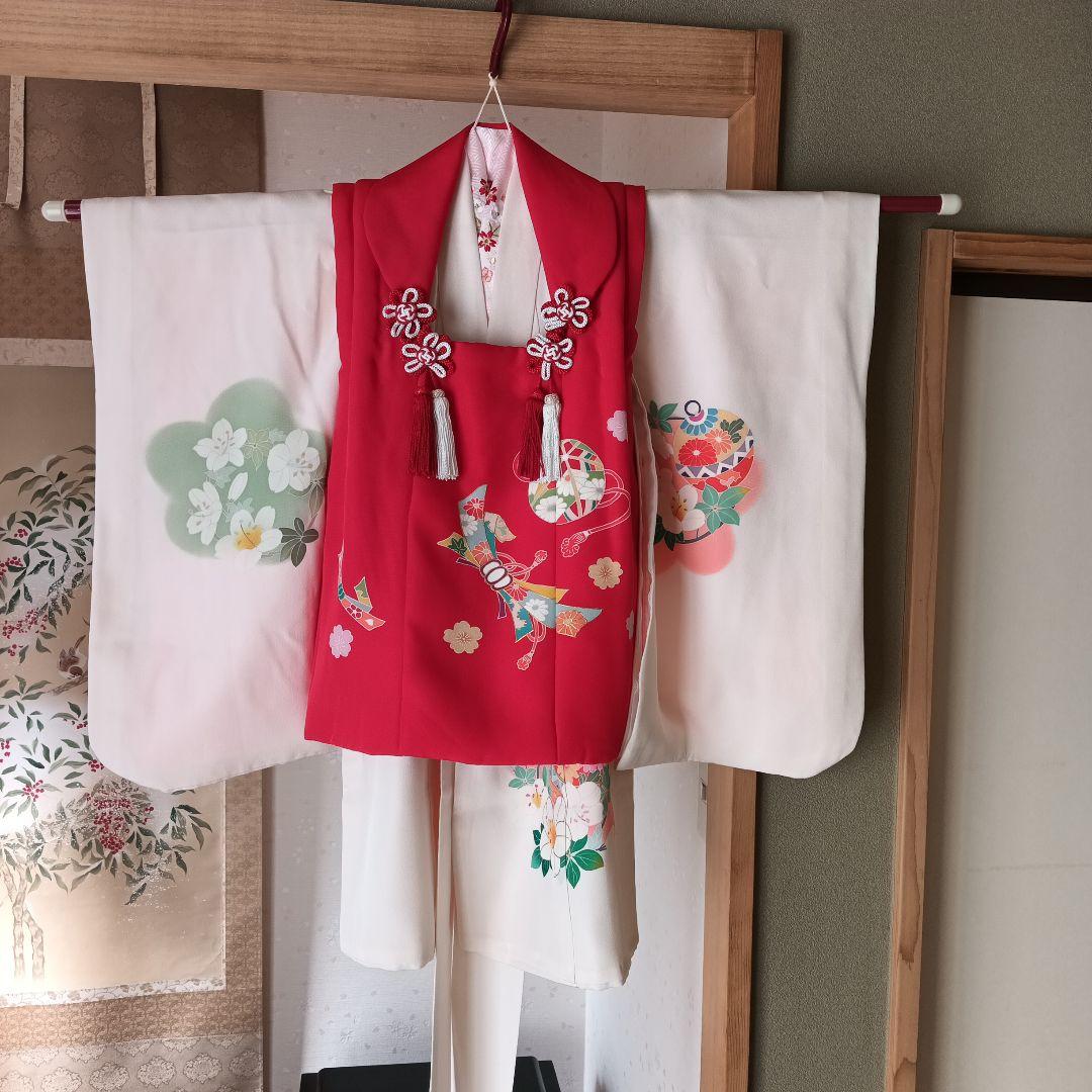 お値下げ⚠️七五三　3歳　友禅　被布コート　着物　長襦袢　クリーニング済美品