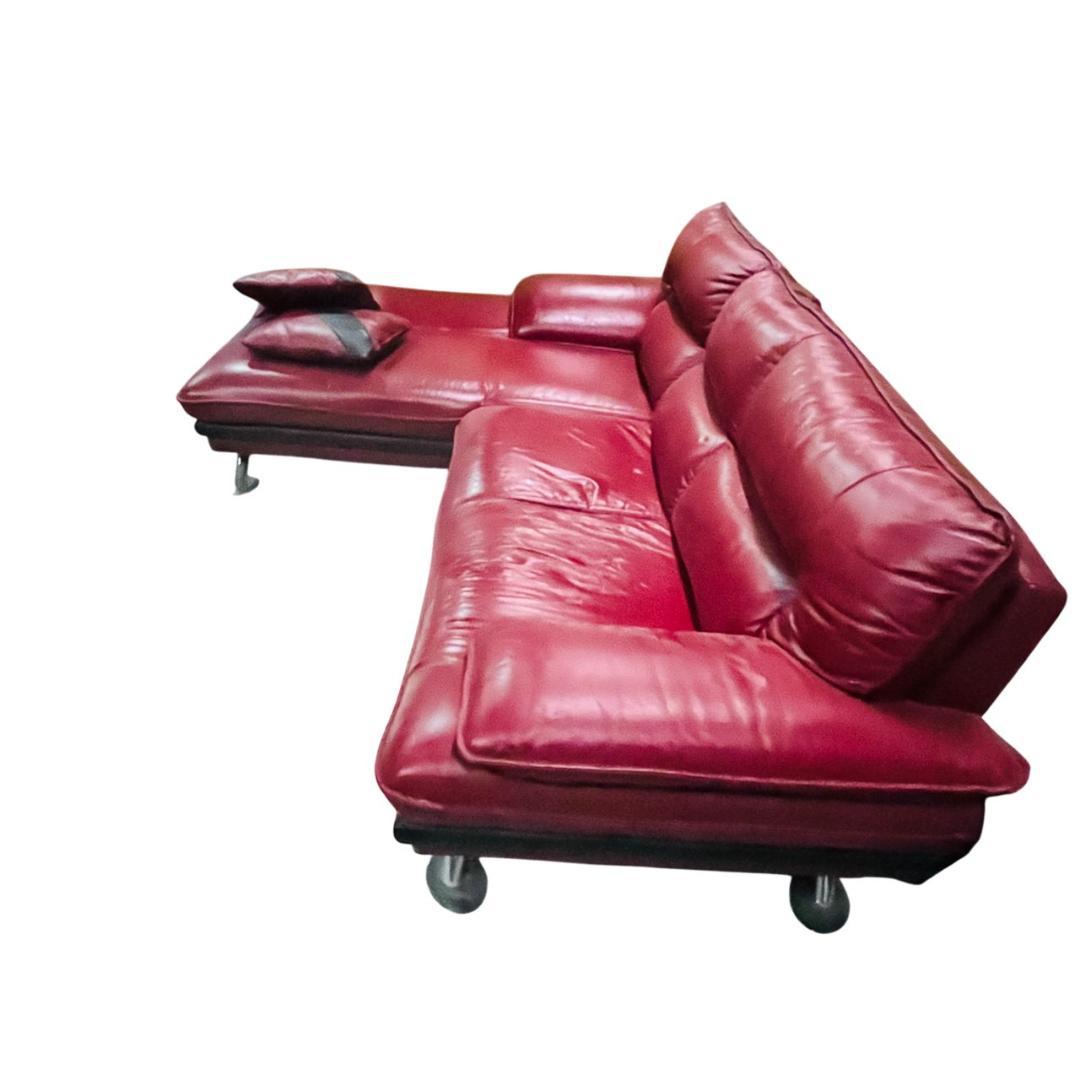 奈良県内限定ニトリ 3人掛け 本革カウチソファ クッション2個付き【送料込み】