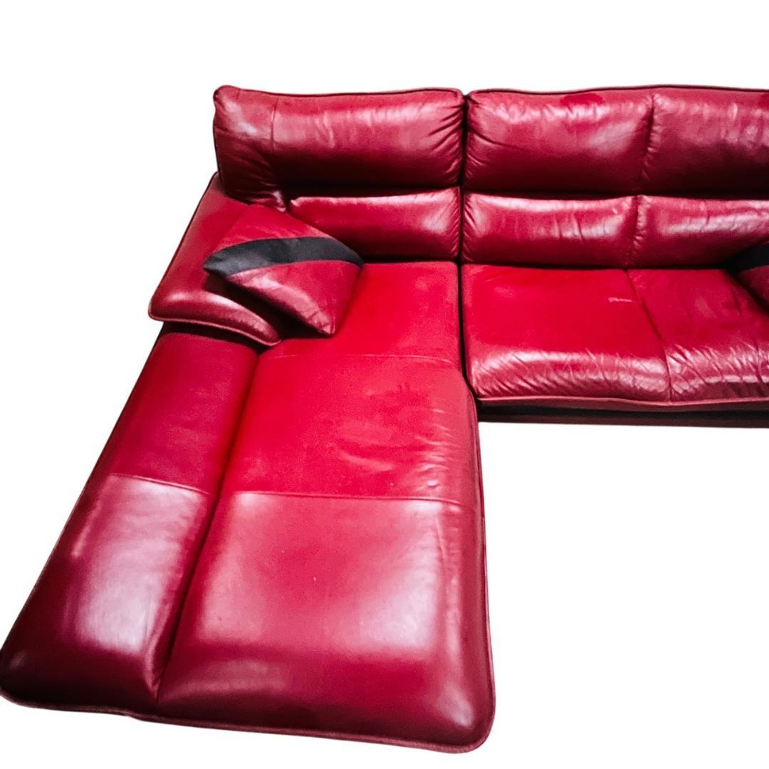 奈良県内限定ニトリ 3人掛け 本革カウチソファ クッション2個付き【送料込み】