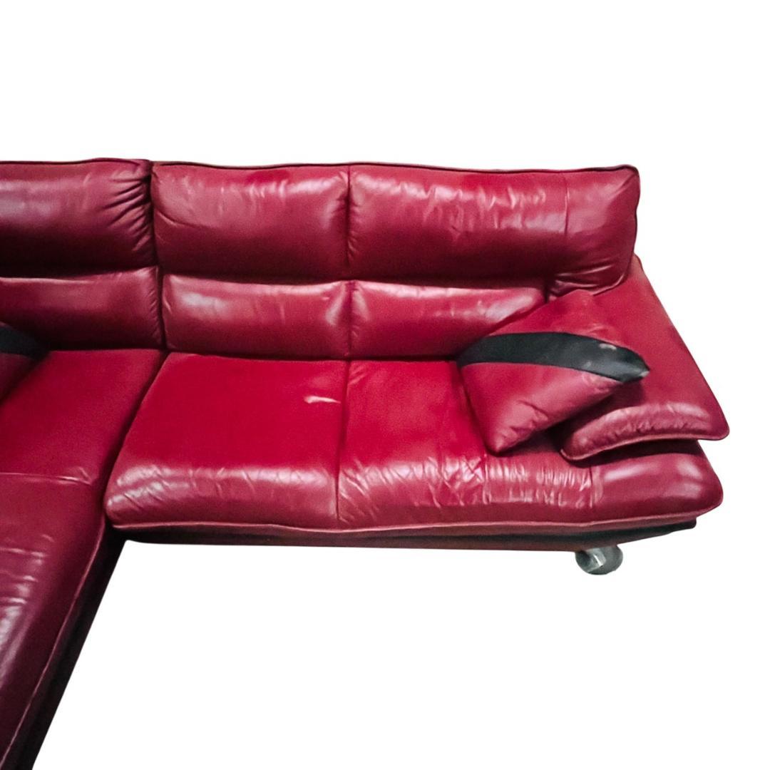 奈良県内限定ニトリ 3人掛け 本革カウチソファ クッション2個付き【送料込み】