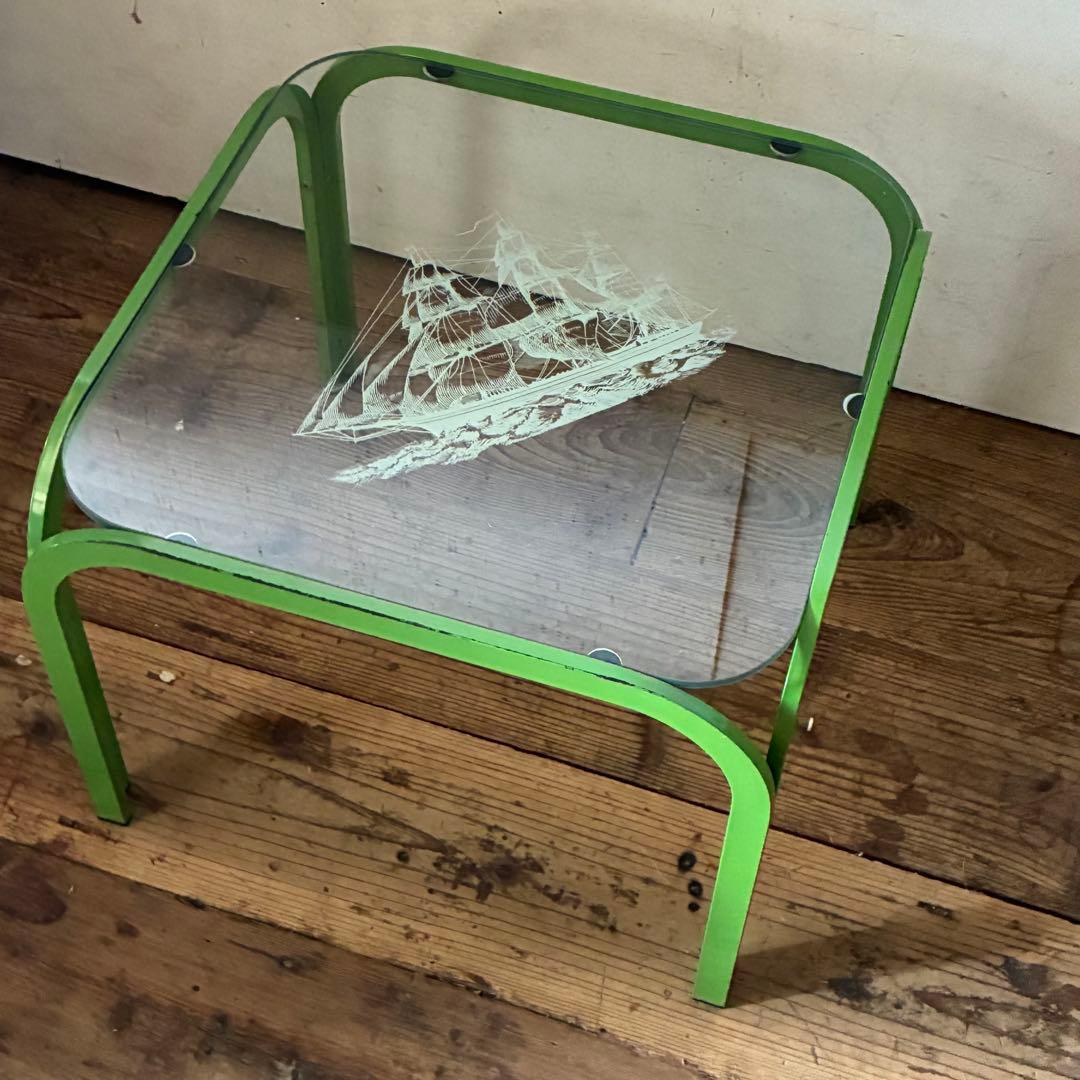 80’s-90’s ヴィンテージレトロ ガラステーブル