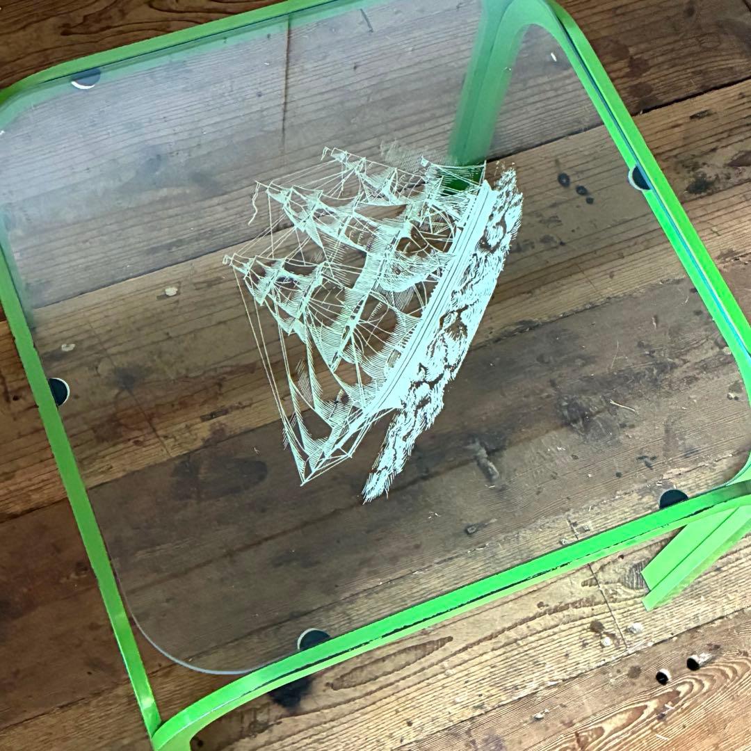 80’s-90’s ヴィンテージレトロ ガラステーブル