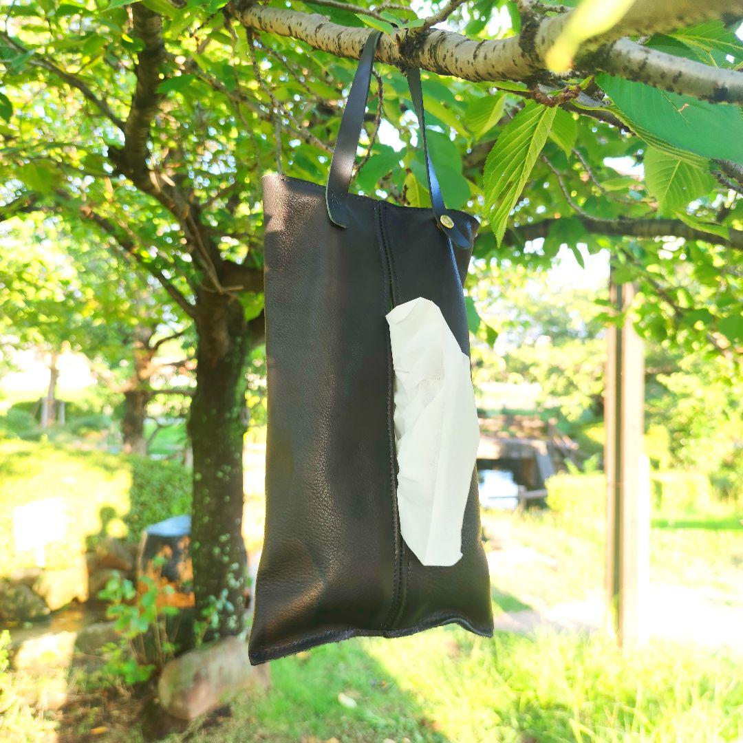 本革レザー ティッシュボックスケース インテリア、キャンプなどのアウトドアでも