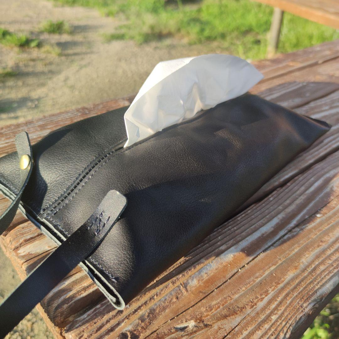 本革レザー ティッシュボックスケース インテリア、キャンプなどのアウトドアでも