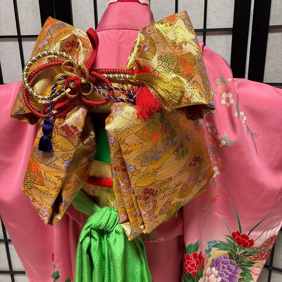 七五三　着物セット　7歳　ピンク色　紫色　正絹　美品