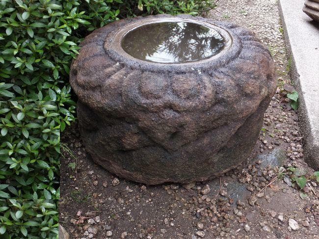 【希少品蓮華台見立て水鉢】オブジェ庭石置物箱庭テラス屋上庭園坪庭造園ガーデニング