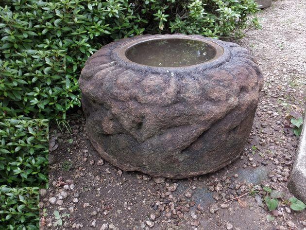 【希少品蓮華台見立て水鉢】オブジェ庭石置物箱庭テラス屋上庭園坪庭造園ガーデニング