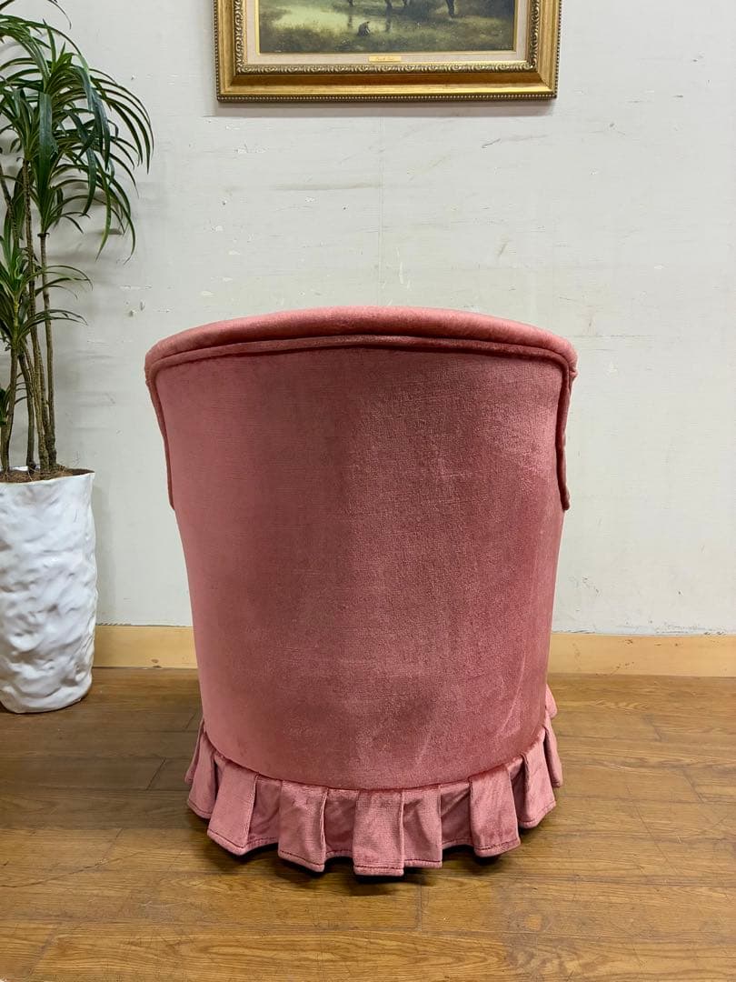 管405☆イタリア製☆アンティーク☆ピンクファブリックソファー