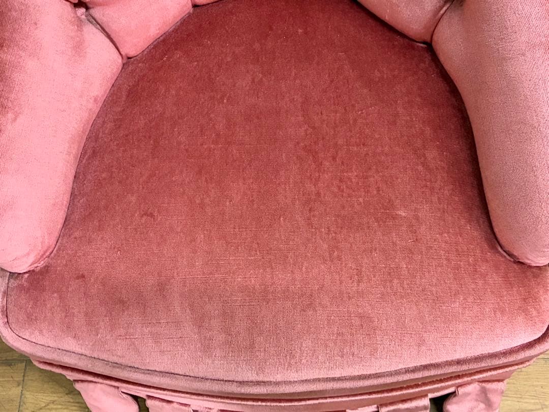 管405☆イタリア製☆アンティーク☆ピンクファブリックソファー
