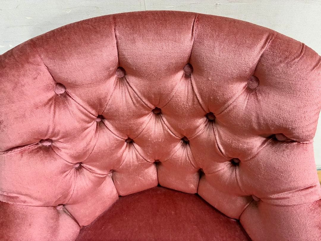 管405☆イタリア製☆アンティーク☆ピンクファブリックソファー