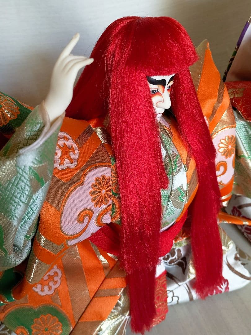 連獅子　日本人形　置物　寿美礼作