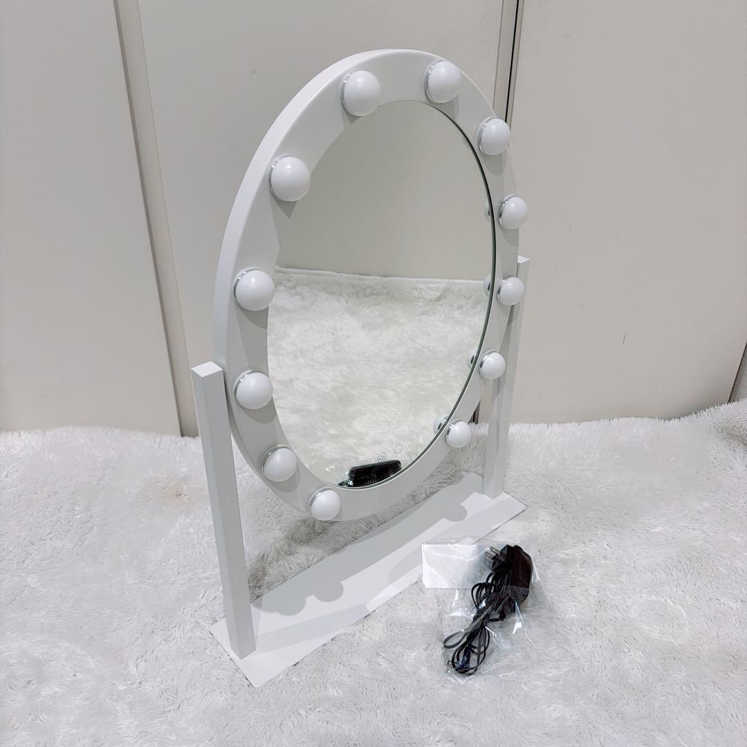 Francfranc フッツェハリウッドミラーラウンドLホワイト【女優ミラー】