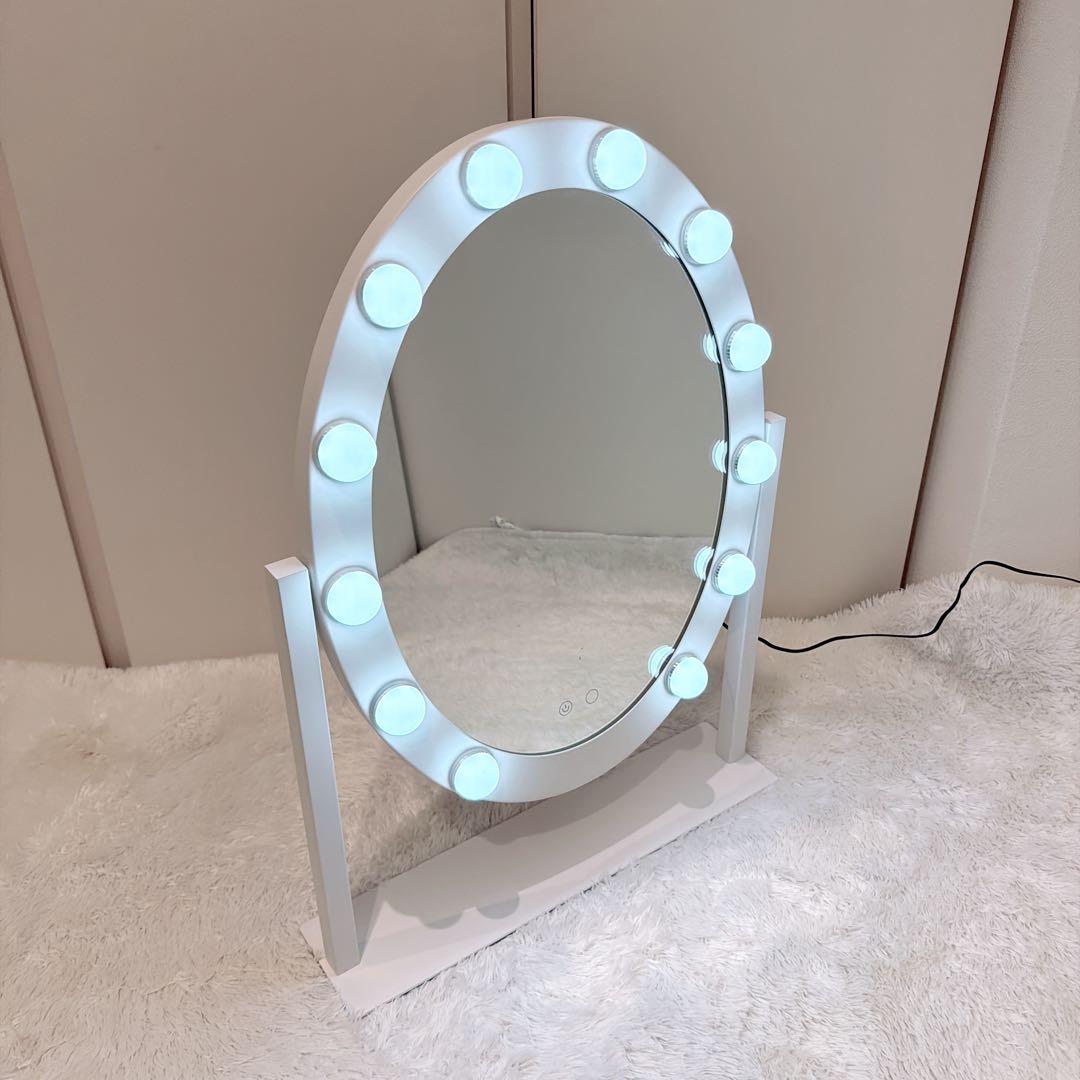 Francfranc フッツェハリウッドミラーラウンドLホワイト【女優ミラー】