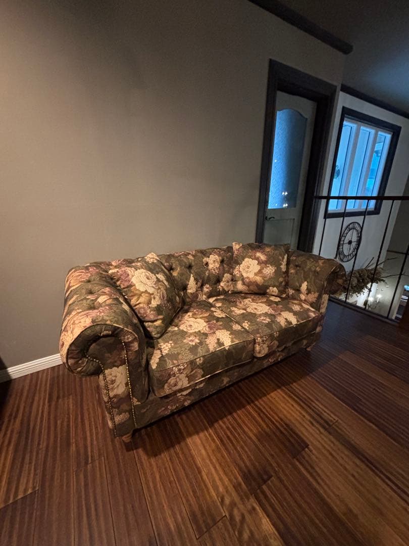 花柄のクラシックファブリックソファ 2人掛け ※送料別