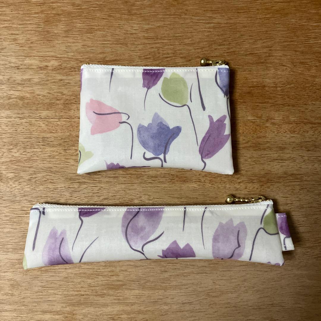 ミニポーチ＆スリムペンケース 2点セット リバティ チューリップシャドー