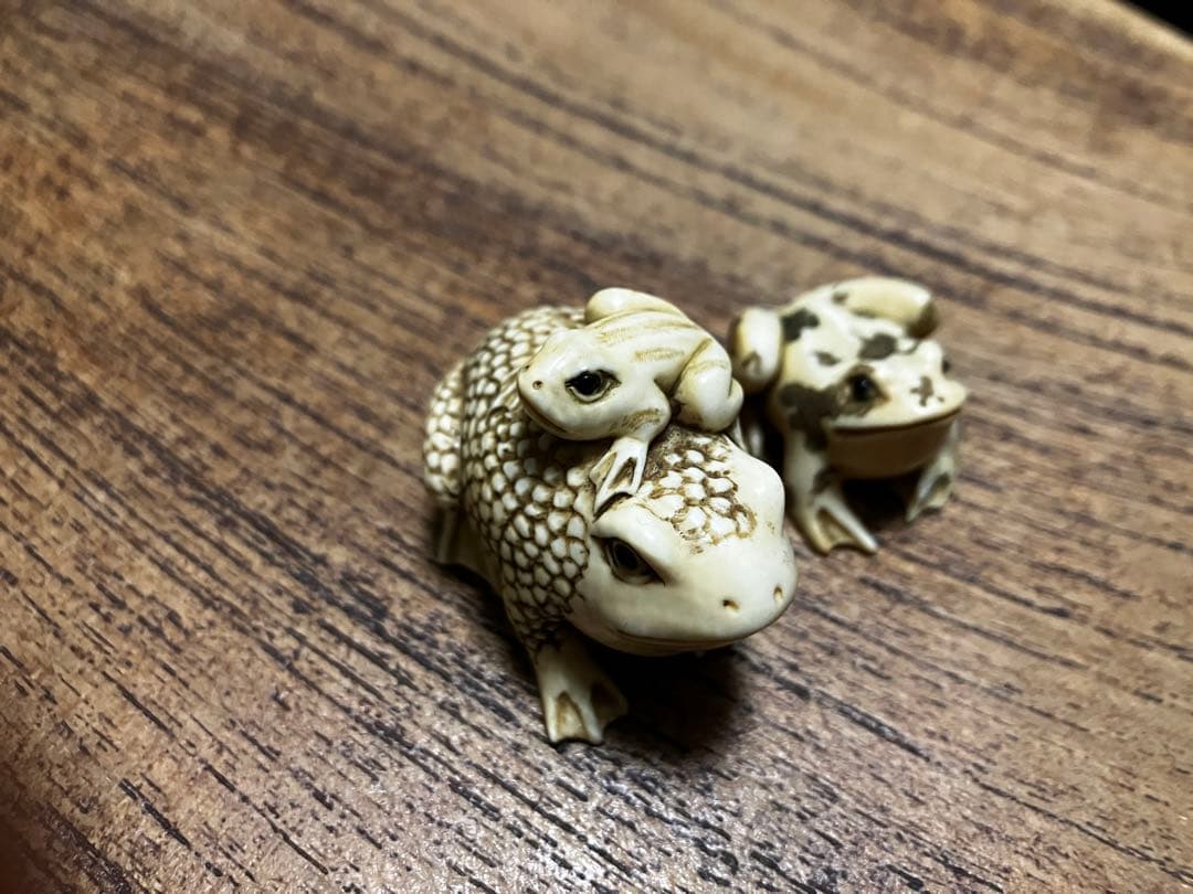 根付 天然素材 蛙 セット ビンテージ アンティーク 骨董品