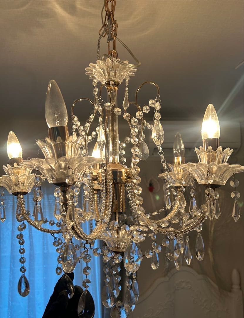 アンティーク風　クリスタルシャンデリア　大きめ　ペンダント照明