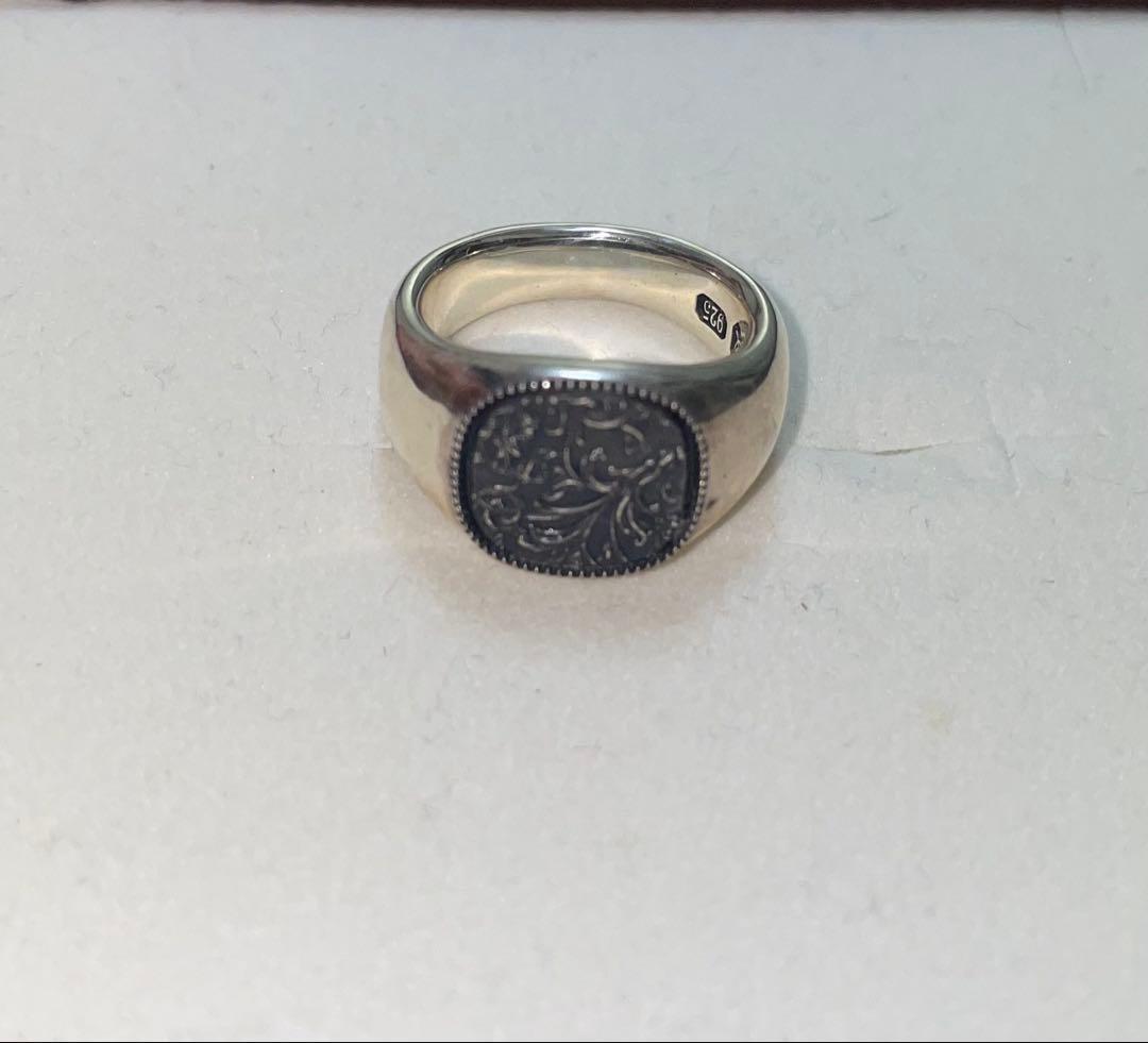 925シルバー 装飾的彫刻 スクエアリング