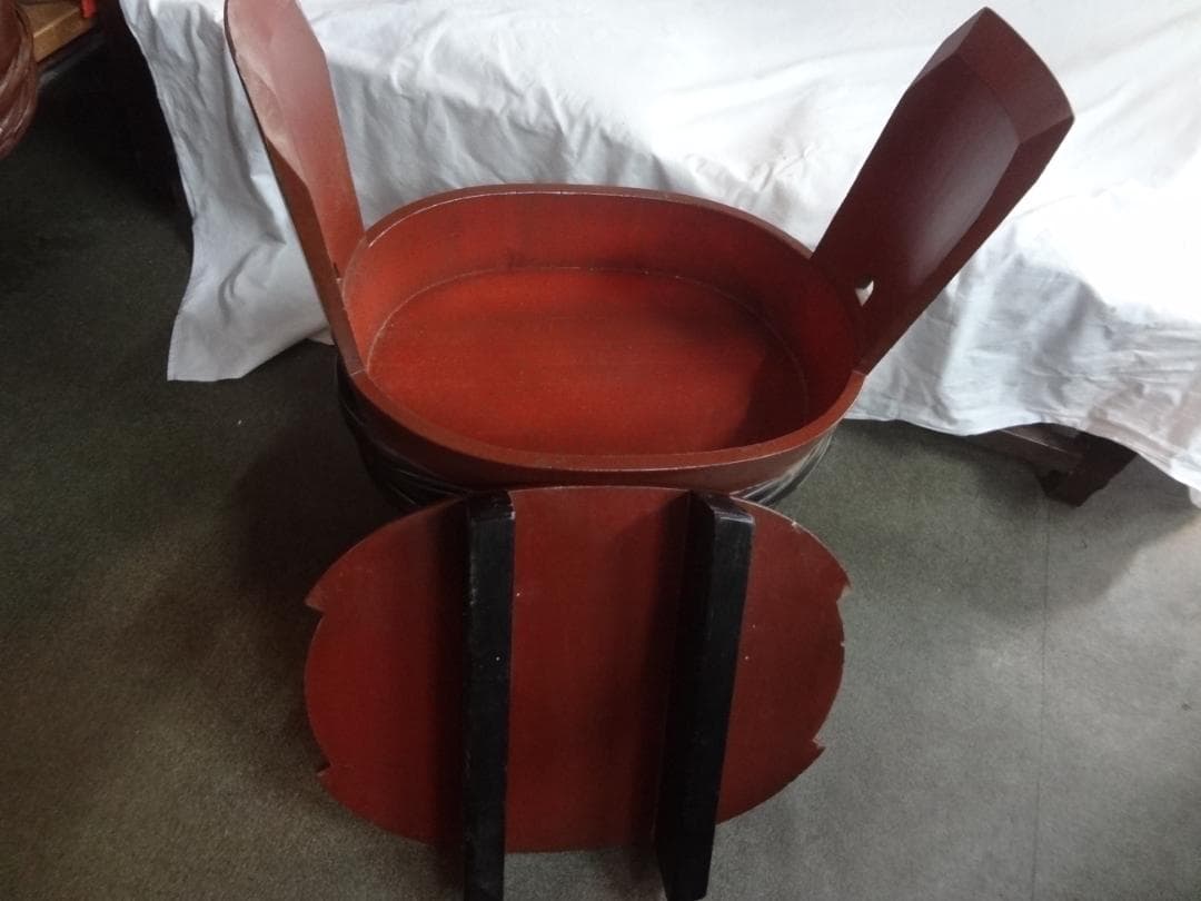 おひつ●お祝い膳赤飯アンティーク雑貨　古道具　大正期　小ぶりな木製のおかもち型