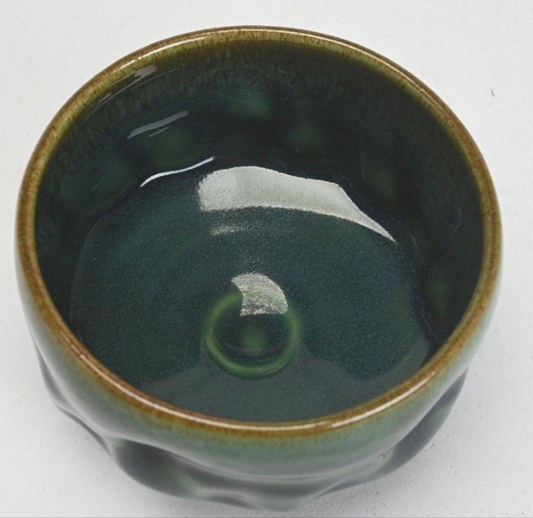 超レア品】小樽窯 小樽焼 白勢栄悦 緑玉織部 茶碗 共箱付 ◇茶道具 箱