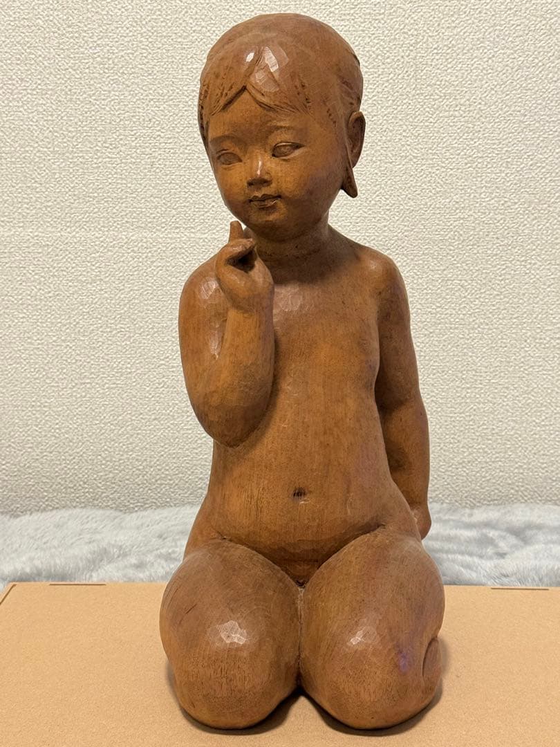 真作保証 彫刻家巨匠 林昭三 受注制作 最高峰上手作 木彫彫刻 【あたし