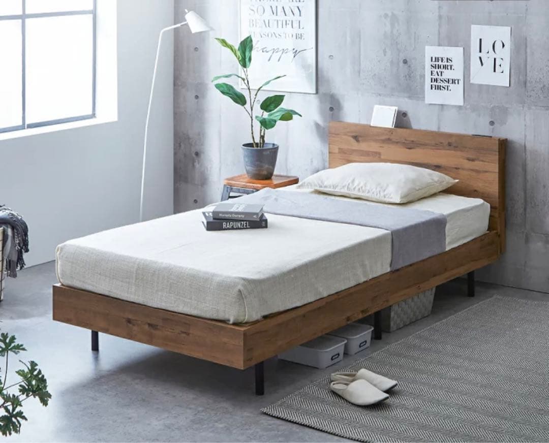 ヴィンテージ調　すのこ　シングルベッド