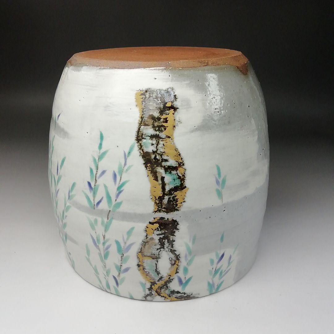 T211 水指 『柳絵』『平安 尾形周平造』 共箱 茶道具 - quickcard.in