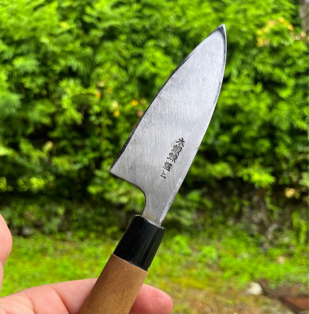 堺 一文字寿菊 玉鋼 本鍛錬 出刃 110mm 包丁 研ぎ済 和包丁 釣り 鋼