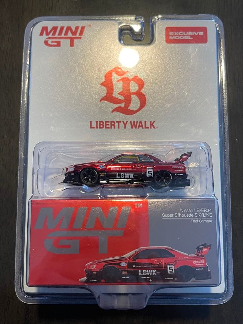 華*様 MINI GT Nissan LB-ER34 Red Chrome ブラ MINI GT NISSAN LB-ER34 SUPER SILHOUETTE SKYLINE BRAZIL TOUR 2025