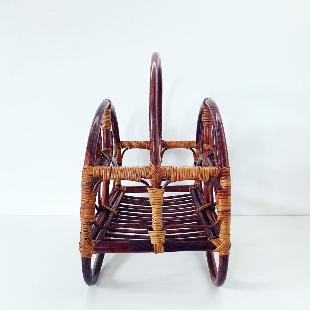 ラタン　籐　マガジンラック　モダンビンテージ　雑貨　ブロカント