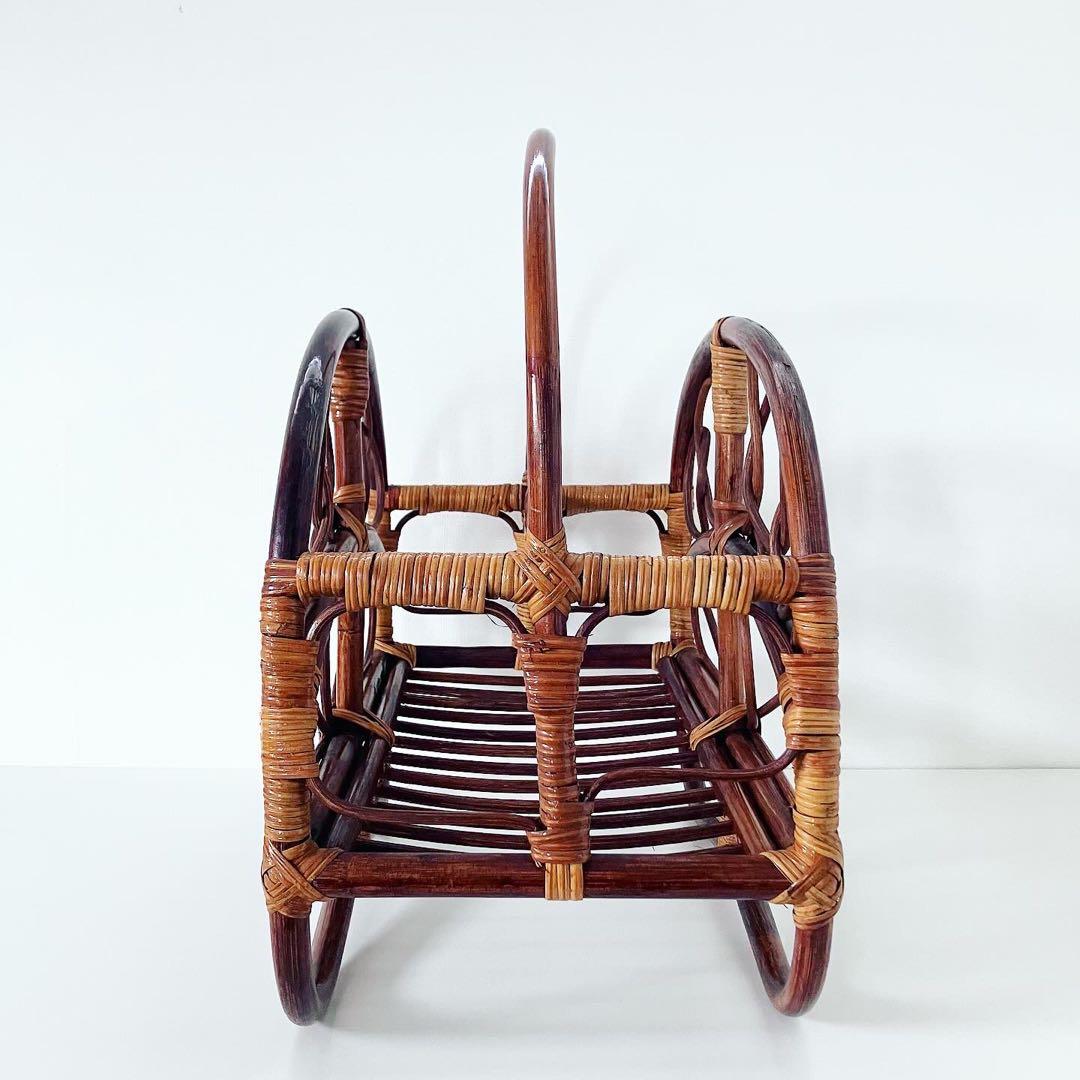 ラタン　籐　マガジンラック　モダンビンテージ　雑貨　ブロカント