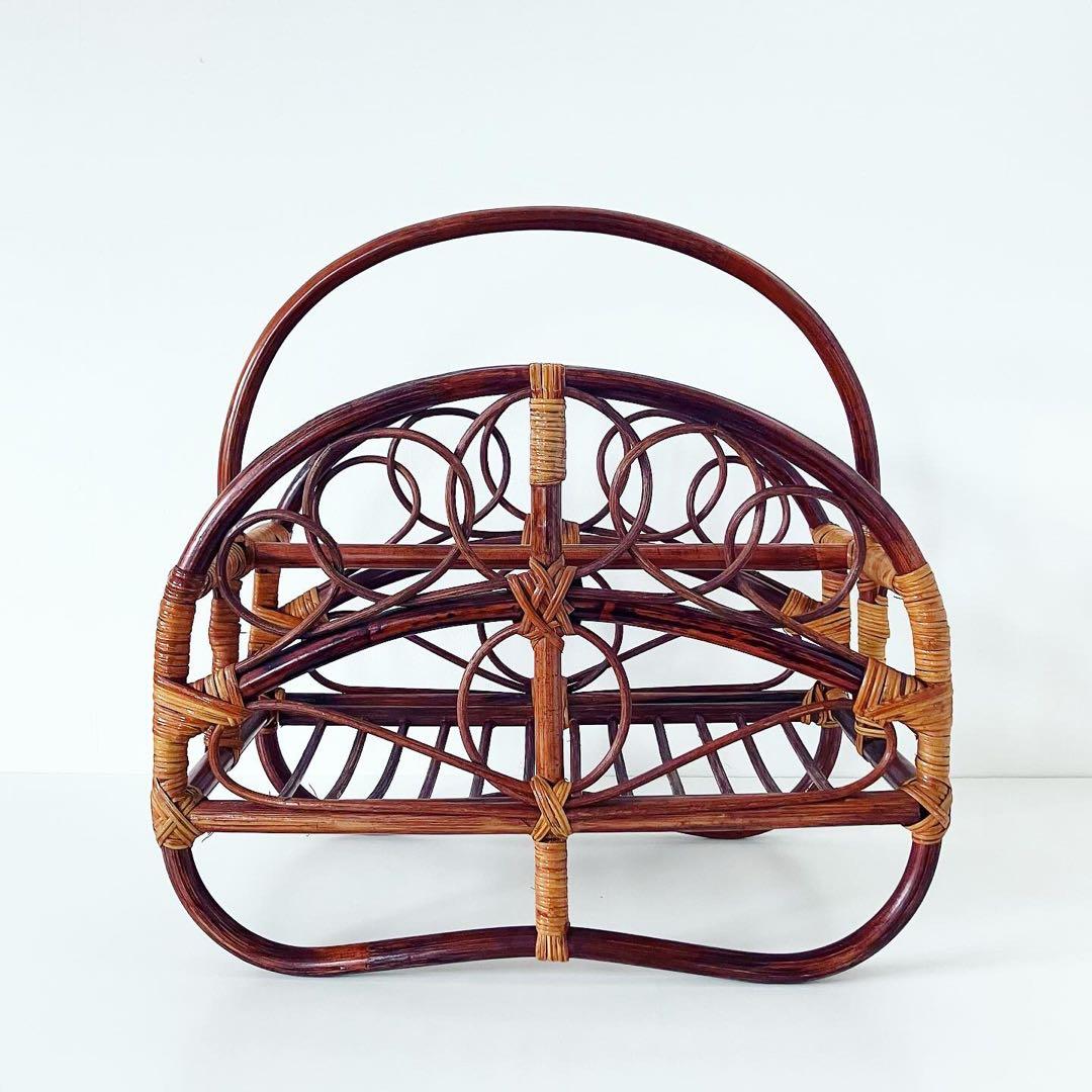 ラタン　籐　マガジンラック　モダンビンテージ　雑貨　ブロカント