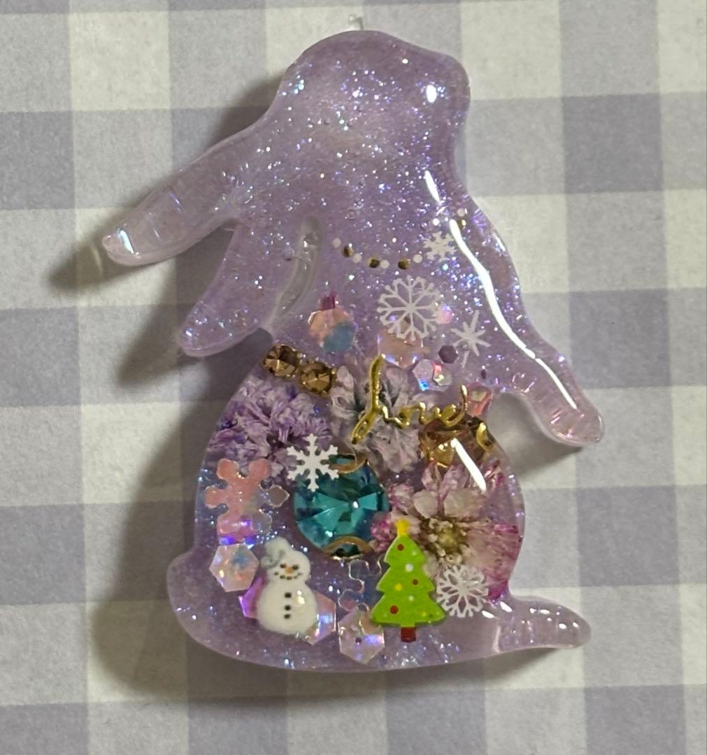 再販不可。うさぎ♡かすみ草レジンヘアゴムブローチ