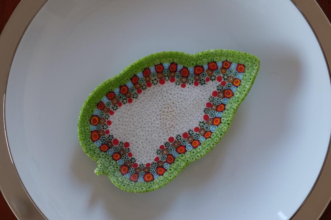 ベネチアングラス プレート ミルフィオリ 時代物 作家物 ムラノガラス 田子美紀