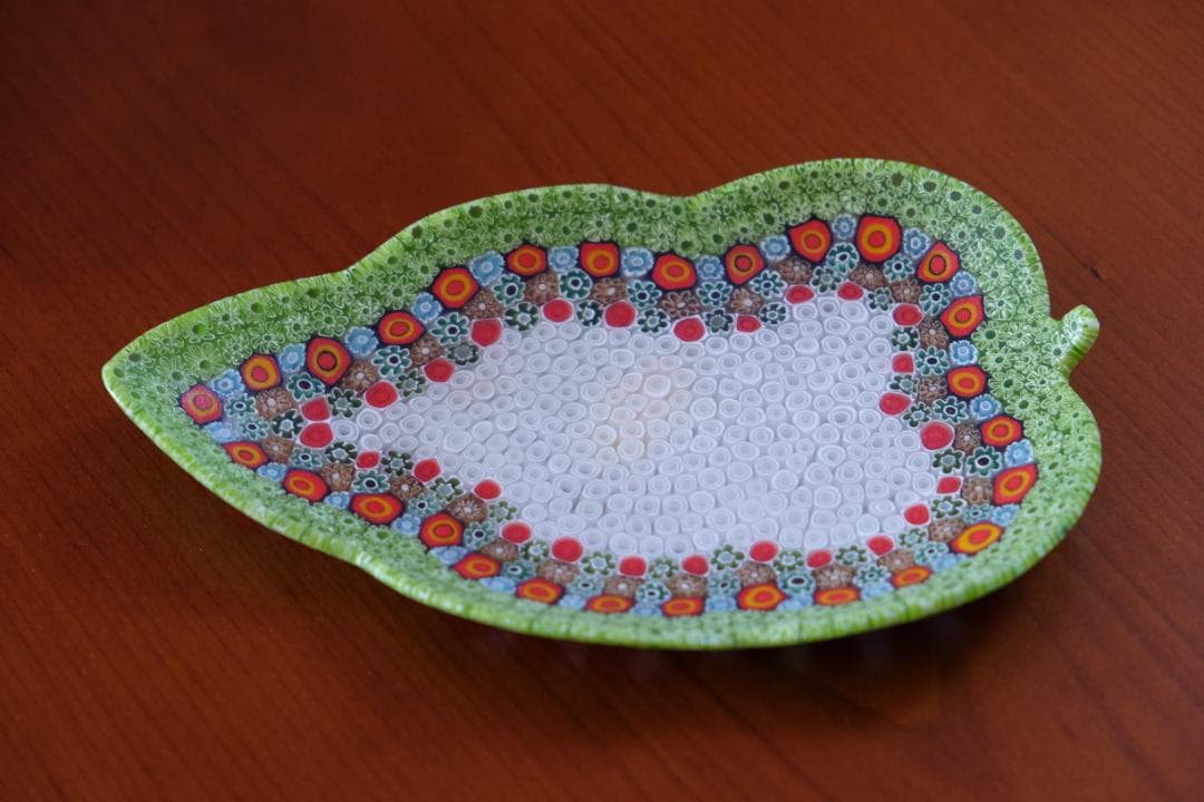 ベネチアングラス プレート ミルフィオリ 時代物 作家物 ムラノガラス 田子美紀