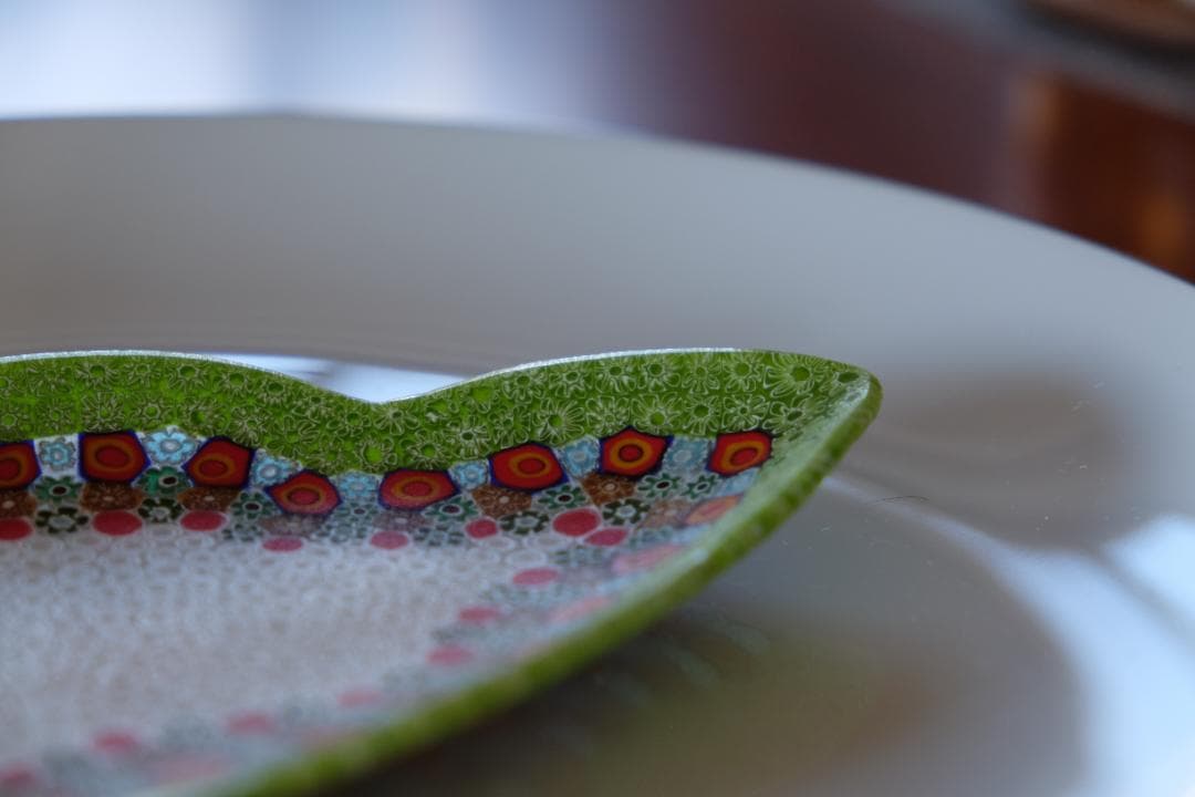 ベネチアングラス プレート ミルフィオリ 時代物 作家物 ムラノガラス 田子美紀