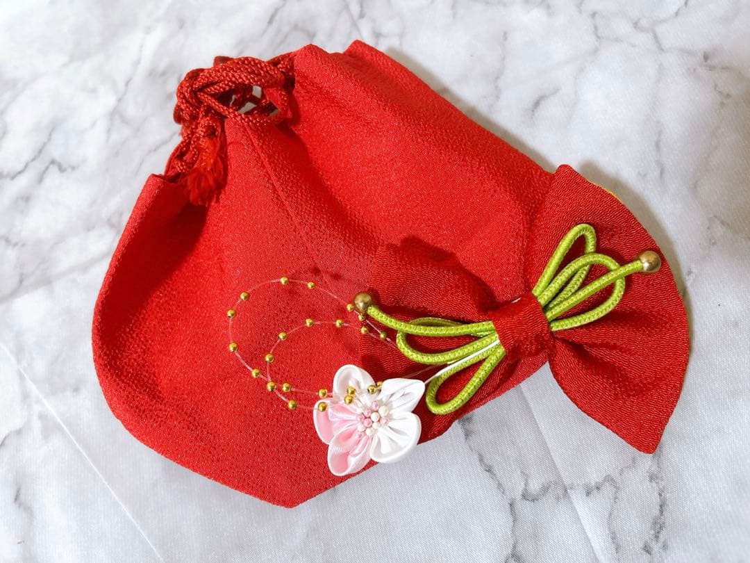 総絞り被布♡七五三　3歳　女の子　セット　一式　赤系　駒刺繍