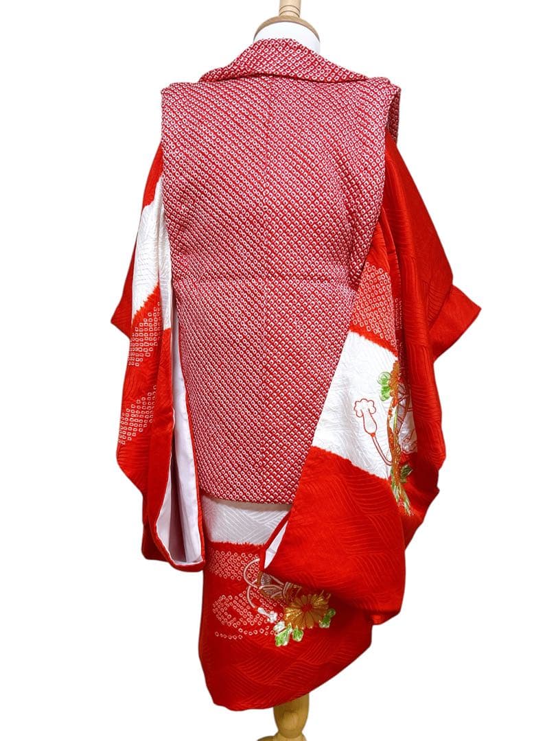 総絞り被布♡七五三　3歳　女の子　セット　一式　赤系　駒刺繍
