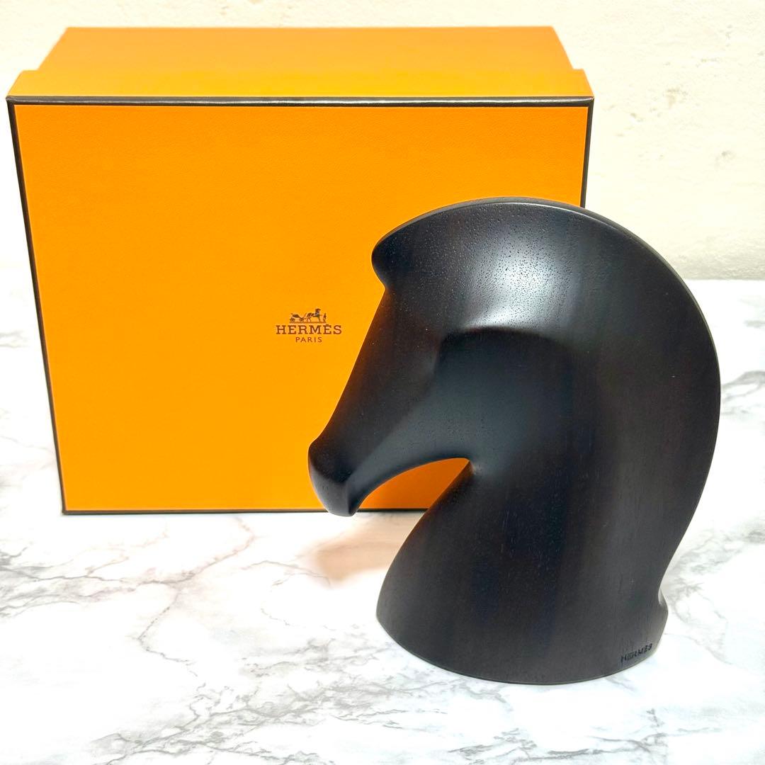 極美品】 エルメス サマルカンド ペーパーウェイト ウッド ブラウン 馬