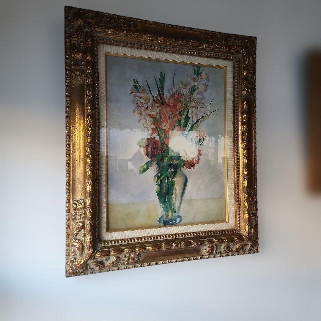 家具 花瓶の水彩画 金色フレーム