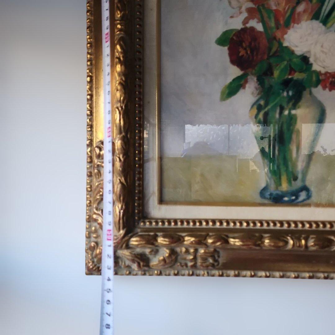 家具 花瓶の水彩画 金色フレーム